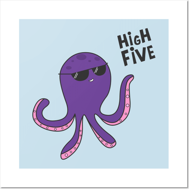 High Five Octopus! Wall Art by cartoonbeing